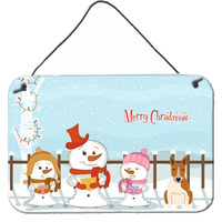 "Caroline's Treasures Christmas Carolers Merry Bull Terrier Red White Wall or Door Hanging Prints BB2466DS812, 8"" x 12"""