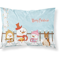 "Caroline's Treasures Merry Christmas Carolers Bull Terrier Red White Fabric Standard Pillowcase BB2466PILLOWCASE, Multicolor"