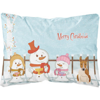 "Caroline's Treasures BB2466PW1216 Merry Christmas Carolers Bull Terrier Red White Canvas Fabric Decorative Pillow, 12"" H x 16"" W, Multicolor"
