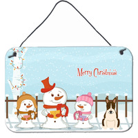 "Caroline's Treasures Christmas Carolers Merry Bull Terrier Dark Brindle Wall or Door Hanging Prints BB2467DS812, 8"" x 12"""