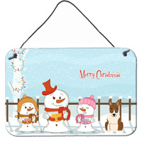 "Caroline's Treasures Christmas Carolers Merry Bull Terrier Brindle Wall or Door Hanging Prints BB2468DS812, 8"" x 12"""