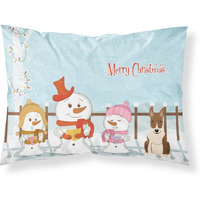 "Caroline's Treasures Merry Christmas Carolers Bull Terrier Brindle Fabric Standard Pillowcase BB2468PILLOWCASE, Multicolor"