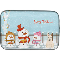 "Caroline's Treasures Merry Christmas Carolers Bull Terrier White Dish Drying Mat, 14"" x 21"""