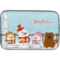"Caroline's Treasures Merry Christmas Carolers Chow Red Dish Drying Mat, 14 x 21"