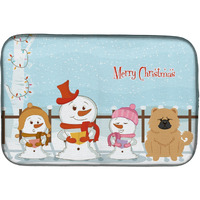"Caroline's Treasures Merry Christmas Carolers Chow Cream Dish Drying Mat, 14"" x 21"""