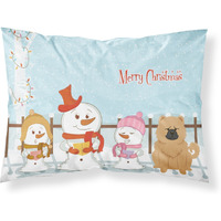 "Caroline's Treasures Merry Christmas Carolers Chow Cream Fabric Standard Pillowcase BB2475PILLOWCASE, Multicolor"