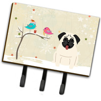 "Caroline's Treasures Christmas Presents between Friends Pug Cream Leash or Key Holder BB2476TH68, Triple, Multicolor"