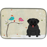 "Caroline's Treasures Christmas Presents Between Friends Pug Dish Drying Mat, 14"" x 21"""