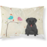 "Caroline's Treasures Christmas Presents between Friends Pug Black Fabric Standard Pillowcase BB2478PILLOWCASE, Multicolor"