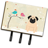"Caroline's Treasures Christmas Presents Friends Pug Fawn Leash or Key Holder BB2480TH68, Triple"