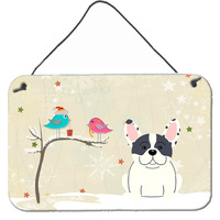 "Caroline's Treasures Christmas Presents Friends French Bulldog Piebald Wall or Door Hanging Prints BB2483DS812, 8"" x 12"""