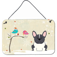 "Caroline's Treasures Christmas Presents between Friends French Bulldog Black White Wall or Door Hanging Prints BB2484DS812, 8"" x 12"", Multicolor"