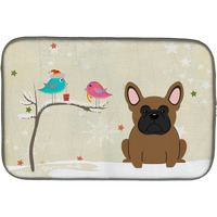 Christmas Presents between Friends French Bulldog Brown Dish Drying Mat BB2485DDM