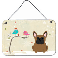 "Caroline's Treasures Christmas Presents between Friends French Bulldog Brown Wall or Door Hanging Prints BB2485DS812, 8"" x 12"", Multicolor"