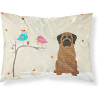 "Caroline's Treasures Christmas Presents between Friends Mastiff Brindle Fabric Standard Pillowcase BB2487PILLOWCASE, Multicolor"