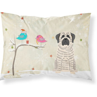 "Caroline's Treasures Christmas Presents between Friends Mastiff Brindle White Fabric Standard Pillowcase BB2488PILLOWCASE, Multicolor"