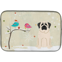 "Caroline's Treasures Christmas Presents between Friends Mastiff White Dish Drying Mat, 14"" x 21"""
