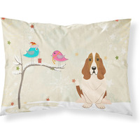 Caroline's Treasures Christmas Presents Friends Basset Hound Fabric Standard Pillowcase BB2493PILLOWCASE