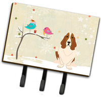 "Caroline's Treasures Christmas Presents between Friends Basset Hound Leash or Key Holder BB2493TH68, Triple, Multicolor"