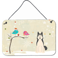 "Caroline's Treasures Christmas Presents Friends West Siberian Laika Spitz Wall or Door Hanging Prints BB2497DS812, 8"" x 12"""