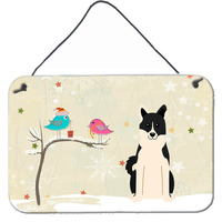 "Caroline's Treasures Christmas Presents between Friends Russo-European Laika Spitz Wall or Door Hanging Prints BB2501DS812, 8"" x 12"", Multicolor"