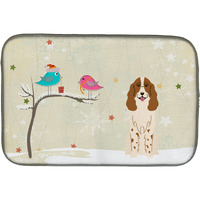 "Caroline's Treasures Christmas Presents Between Friends Russian Spaniel Dish Drying Mat, 14"" x 21"""