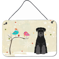 "Caroline's Treasures Christmas Presents Friends Standard Schnauzer Black Wall or Door Hanging Prints BB2504DS812, 8"" x 12"""