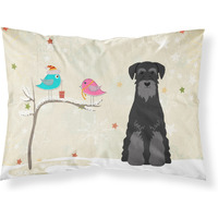 "Caroline's Treasures Christmas Presents between Friends Schnauzer Black Fabric Standard Pillowcase BB2504PILLOWCASE, Multicolor"