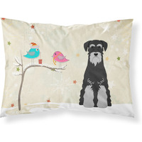 Caroline's Treasures Christmas Presents Friends Schnauzer Black Grey Fabric Standard Pillowcase BB2506PILLOWCASE
