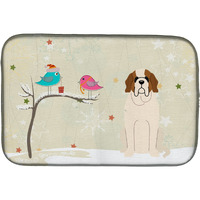 "Caroline's Treasures Christmas Presents Between Friends Saint Bernard Dish Drying Mat, 14 X 21"