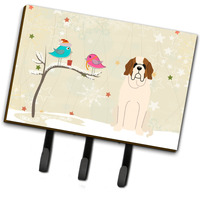 "Caroline's Treasures Christmas Presents between Friends Saint Bernard Leash or Key Holder BB2507TH68, Triple, Multicolor"