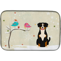 "Caroline's Treasures Christmas Presents Between Friends Entlebucher Dish Drying Mat, 14"" x 21"""