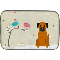 "Caroline's Treasures Christmas Presents Between Friends Border Terrier Dish Drying Mat, 14"" x 21"""