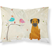 "Caroline's Treasures Christmas Presents between Friends Border Terrier Fabric Standard Pillowcase BB2511PILLOWCASE, Multicolor"