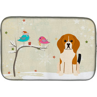 "Caroline's Treasures Christmas Presents Between Friends Beagle Tricolor Dish Drying Mat, 14 x 21"