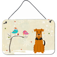 "Caroline's Treasures Christmas Presents Friends Airedale Wall or Door Hanging Prints BB2513DS812, 8"" x 12"""