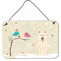 "Caroline's Treasures Christmas Presents Friends White German Shepherd Wall or Door Hanging Prints BB2517DS812, 8"" x 12"""