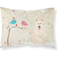 Caroline's Treasures Christmas Presents Friends White German Shepherd Fabric Standard Pillowcase BB2517PILLOWCASE