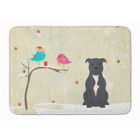 "Caroline's Treasures Christmas Bull Terrier Blue Floor Mat, 19"" x 27"", Multicolor"