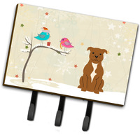 "Caroline's Treasures Christmas Presents between Friends Staffordshire Bull Terrier Brown Leash or Key Holder BB2519TH68, Triple, Multicolor"