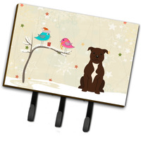 "Caroline's Treasures Christmas Presents Friends Staffordshire Bull Terrier Chocolate Leash or Key Holder BB2520TH68, Triple"