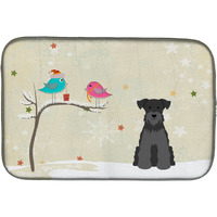"Caroline's Treasures Christmas Presents Between Friends Miniature Schnauzer Black Dish Drying Mat, 14"" x 21"""