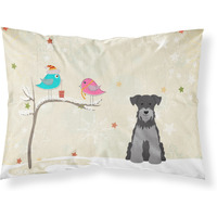 Caroline's Treasures Christmas Presents Friends Miniature Schanuzer Black Silver Fabric Standard Pillowcase BB2524PILLOWCASE