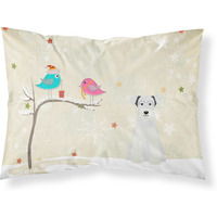 "Caroline's Treasures Christmas Presents between Friends Miniature Schanuzer White Fabric Standard Pillowcase BB2525PILLOWCASE, Multicolor"