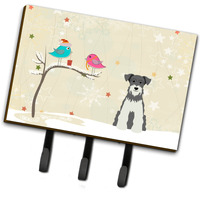 "Caroline's Treasures Christmas Presents between Friends Miniature Schanuzer Salt and Pepper Leash or Key Holder BB2526TH68, Triple, Multicolor"
