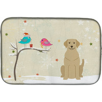 "Caroline's Treasures Christmas Presents Between Friends Yellow Labrador Dish Drying Mat, 14"" x 21"""