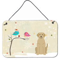 "Caroline's Treasures Christmas Presents between Friends Yellow Labrador Wall or Door Hanging Prints BB2527DS812, 8"" x 12"", Multicolor"