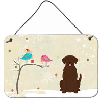 "Caroline's Treasures Christmas Presents between Friends Chocolate Labrador Wall or Door Hanging Prints BB2528DS812, 8"" x 12"", Multicolor"