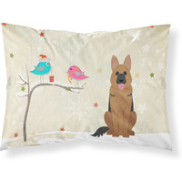 "Caroline's Treasures Christmas Presents between Friends German Shepherd Fabric Standard Pillowcase BB2539PILLOWCASE, Multicolor"