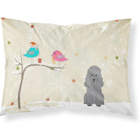 "Caroline's Treasures Christmas Presents between Friends Poodle Silver Fabric Standard Pillowcase BB2540PILLOWCASE, Multicolor"